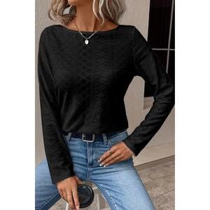 NEW EPRETTY floral lace eyelet l/s top in black